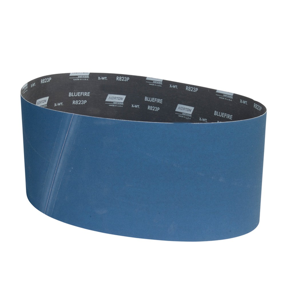 Norton® BlueFire® R887/R823P File Narrow Abrasive Belt, 60 in L x 9 in W, 220/Extra Fine, Zirconia Alumina Abrasive