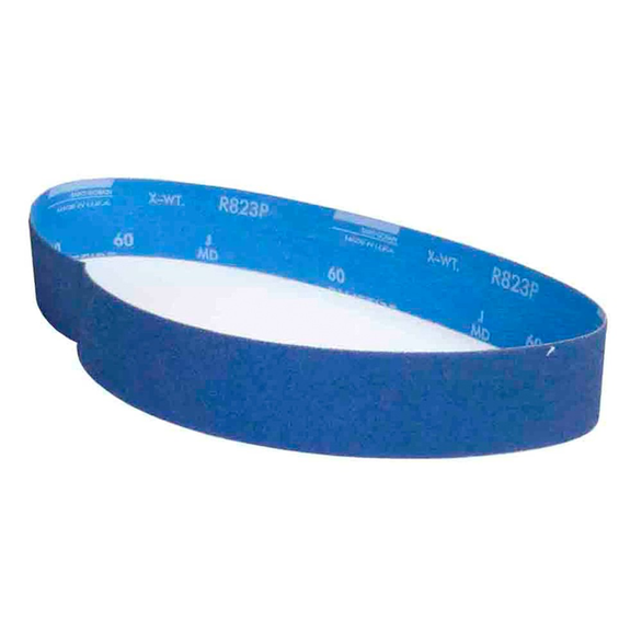 Norton® BlueFire® R823P Narrow Abrasive Belt, 36 in L x 2 in W, 80/Medium, Zirconia Alumina Abrasive