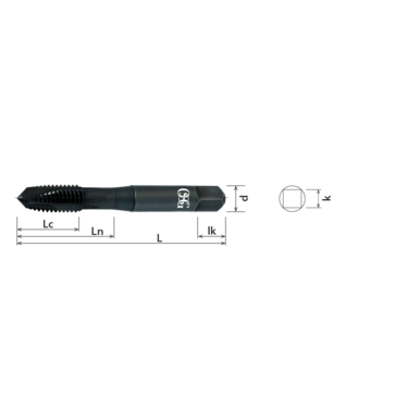 OSG 2843008 7/16-20 Size, UNF, 3 Flute, Spiral Point Tap