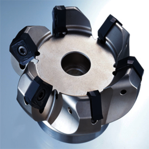 OSG 52700000 Normal Teeth Type 1 Indexable Face Mill With 2-Sided Square Insert and Through Coolant, ANSI Code: PAS15R200A075-4, 2.59 in Dia Cutting, 1.772 in OAL, SNKU Insert, 0.12 in Max Depth of Cut, 3/4 in Dia Arbor Hole