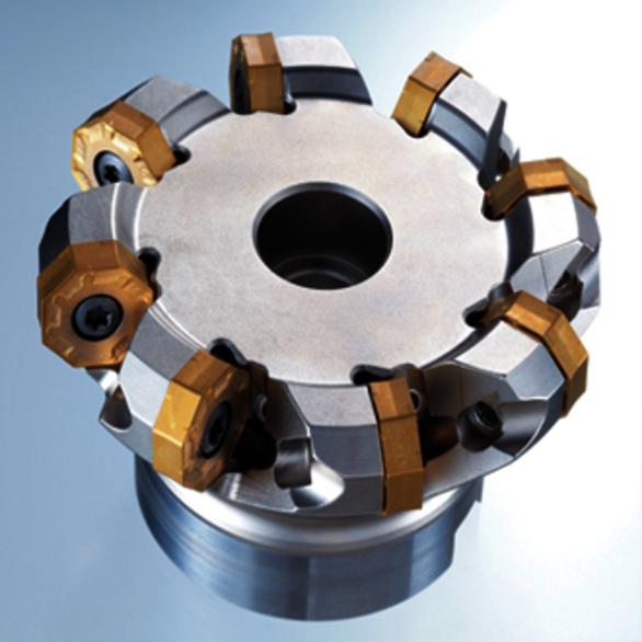 OSG 52800008 Close Teeth Type 4 Indexable Face Mill With 2-Sided Octagon Insert, ANSI Code: PAO06R600A150W-20, 6.401 in Dia Cutting, 2.48 in OAL, OZKU/XAHT Insert, 0.08 in Max Depth of Cut, 1-1/2 in Dia Arbor Hole