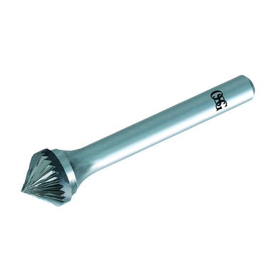 OSG 849-3750-60 Medium Tough Cut Single End Carbide Burr, Cone Head, 9 mm Dia Head, 90 mm L of Cut, 50 mm OAL, Medium Tough Cut
