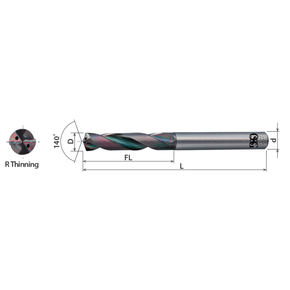 OSG 8690430 0.1693 in, 140 Degree, Screw Machine Length Drill Bit