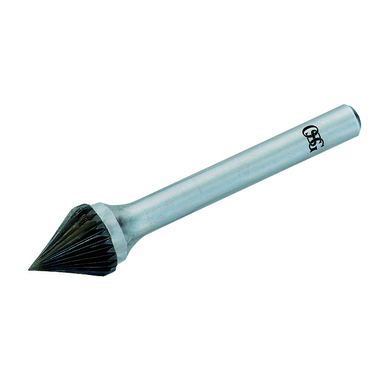 OSG 950-3750 Medium Right Hand Single End Spiral Carbide Burr, Cone Head, 3/8 in Dia Head, 2 in OAL, Medium Cut