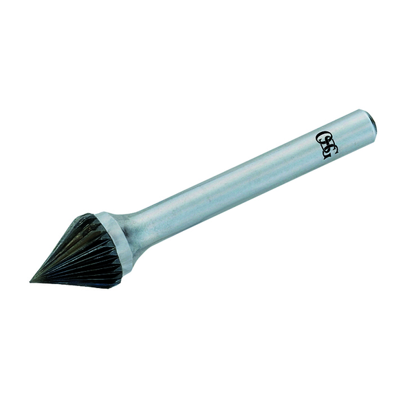 OSG 950-5000 Medium Right Hand Single End Spiral Carbide Burr, Cone Head, 1/2 in Dia Head, 2 in OAL, Medium Cut