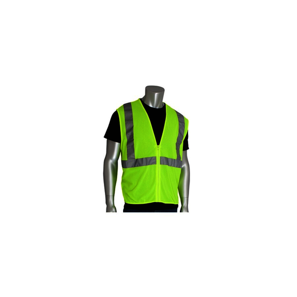 Polyester Mesh, Zipper Front Vest, Lime Yellow, Size XX-Large