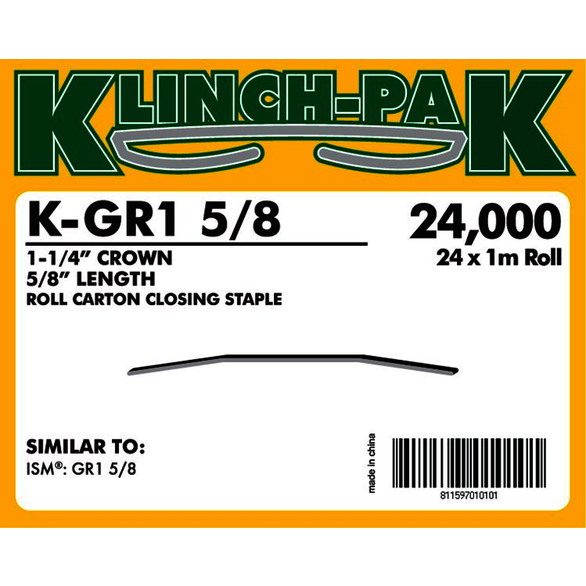 24M/Carton, 5/8 x 1-1/4 in, Roll Carton Closing, Staples