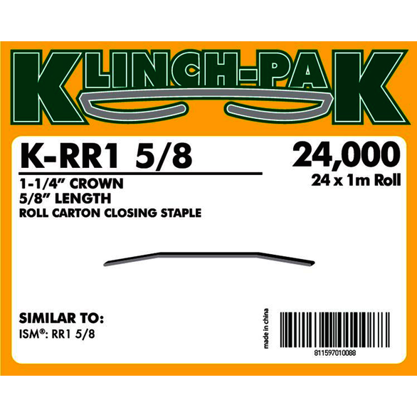 24M/Carton, 5/8 x 1-1/4 in, Roll Carton Closing, Staples