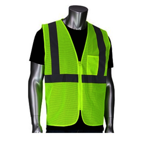 PIP ANSI Type R Class 2 Dual Sized Value Zipper Mesh Vest, L/XL