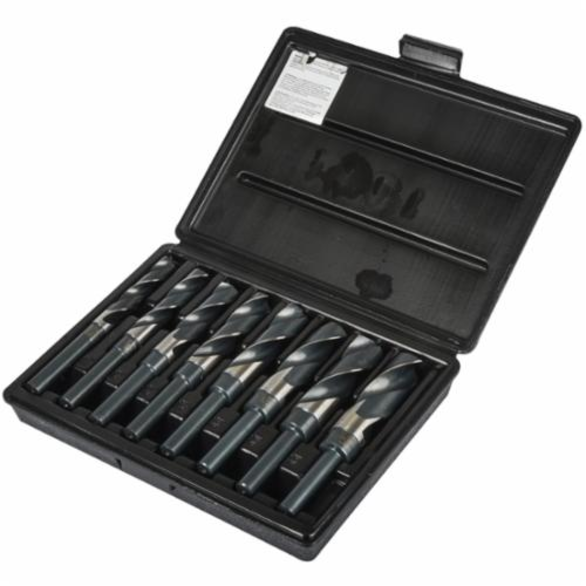 Precision Twist Drill 090556 Jobber Length Reduced Shank Drill Set, 8 Pieces, HSS, Steam Oxide