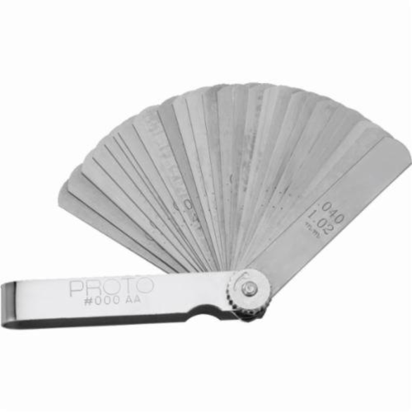 Proto® J000AA Metric Short Blade Feeler Gauge Set, 25 Pieces, 1/2 x 3 in Blade, Steel Holder, Satin