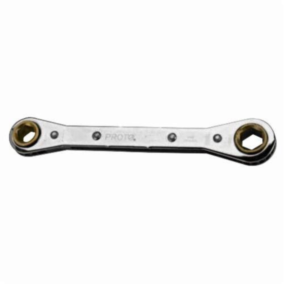 Proto® J1197M Double End Metric Ratcheting Box Wrench, 19 x 21 mm, 235 mm OAL, 12 Points, Forged Alloy Steel