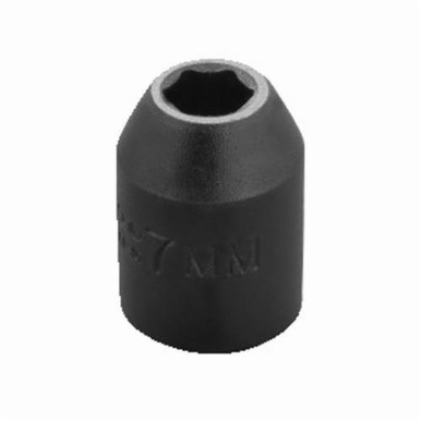 Proto® TorquePlus™ J7207M Metric Standard Length Impact Socket, 7 mm Socket, 3/8 in Drive, 59/64 in OAL, Alloy Steel