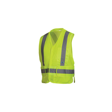 Pyramex® RCA2510M Lightweight Safety Vest, M to XL, Hi-Viz Lime, 105 gsm Polyester Mesh, Hook and Loop Closure, 3 Pockets, ANSI Class: Class 2, Specifications Met: ANSI/ISEA 107-2015 Type R, CSA Z96-15