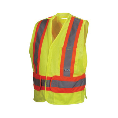 Pyramex® RCA2710X2 Lightweight Safety Vest, 2XL to 5XL, Hi-Viz Lime, 105 gsm Polyester Mesh, Hook and Loop Closure, 3 Pockets, ANSI Class: Class 2, Specifications Met: ANSI/ISEA 107-2015 Type R, CSA Z96-15