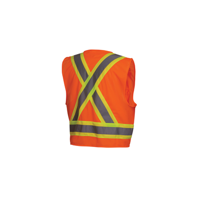 Pyramex® RCZ2420L Lightweight Safety Vest, L, Hi-Viz Orange, 120 gsm Solid Polyester Front/105 gsm Polyester Mesh Back, Zipper Closure, 8 Pockets, ANSI Class: Class 2, Specifications Met: ANSI/ISEA 107-2015 Type R, CSA Z96-15