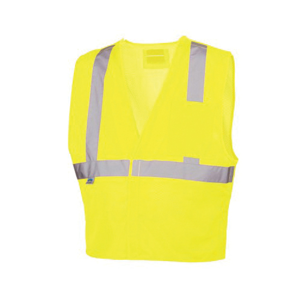 Pyramex® RVHL2510BRDX5 Lightweight Safety Vest, 5XL, Hi-Viz Lime, Polyester Mesh, Hook and Loop Closure, 2 Pockets, ANSI Class: Class 2, Specifications Met: ANSI/ISEA 107-2015 Type R