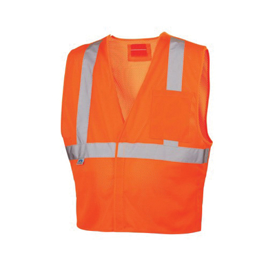 Pyramex® RVHL2520BRDM Lightweight Safety Vest, M, Hi-Viz Orange, Polyester Mesh, Hook and Loop Closure, 2 Pockets, ANSI Class: Class 2, Specifications Met: ANSI/ISEA 107-2015 Type R