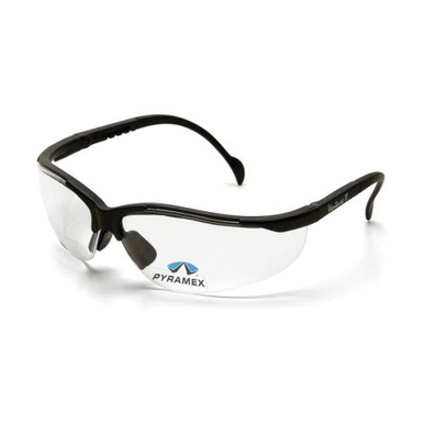 Pyramex® SB1810R25 Bi-Focal Lens Safety Reading Glasses, +2.5 Diopter, Clear Lens, Black, Nylon/Polycarbonate Frame, Polycarbonate Lens, 99.9% UVA/UVB/UVC UV Protection, ANSI Z87.1+, CE EN166 c SEI CAN/CSA Z94.3-15, MIL-PRF 32432