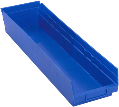 QUASTO QSB106BL, 23-5/8 x 6-5/8 x 4 in, Blue, Economy Shelf Bin