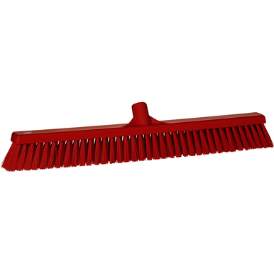 REMPRO 31944, 24 in, Red, Soft/Stiff Bristle, Combo Push Broom