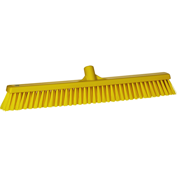 REMPRO 31946, 24 in, Yellow, Soft/Stiff Bristle, Combo Push Broom