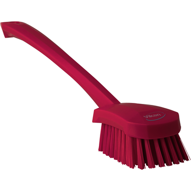 REMPRO 41861, 15.75 in, Pink, Stiff Bristle, Long Handle Scrubbing Brush