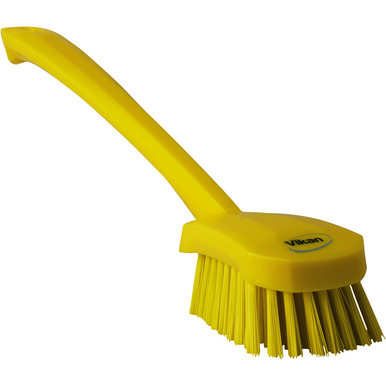REMPRO 41866, 15.75 in, Yellow, Stiff Bristle, Long Handle Scrubbing Brush