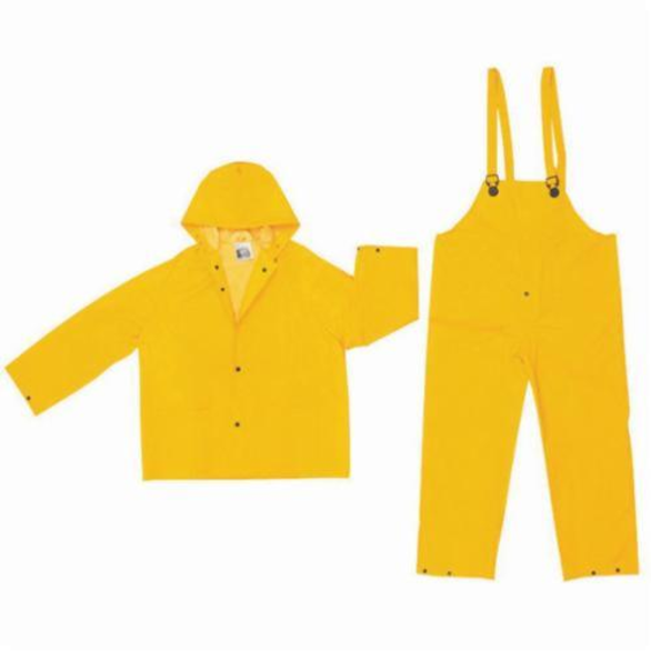 River City 2003X5 Classic 3-Piece Rainsuit, 5XL, Yellow, Polyester/PVC, 58 in Waist, 33-1/2 in L Inseam, Detachable Hood