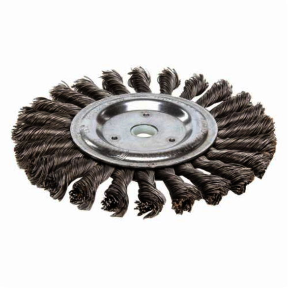 Roughneck 08775 Narrow Face Wheel Brush With Nut, 6 in Dia Brush, 1/2 in W Face, 0.023 in Dia Stringer Bead Knot Filament/Wire, 1/2 to 5/8 in Arbor Hole