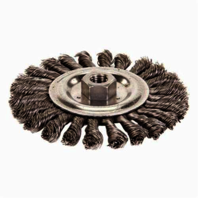 Roughneck 08776V Narrow Face Filler Pass Vending Ready Wheel Brush With Nut, 6 in Dia Brush, 1/2 in W Face, 0.023 in Dia Stringer Bead Knot Filament/Wire, 5/8-11 Arbor Hole