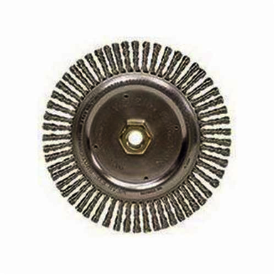 Roughneck 09200 Narrow Face Wheel Brush With Nut, 7 in Dia Brush, 3/16 in W Face, 0.02 in Dia Stringer Bead Knot Filament/Wire, 5/8-11 Arbor Hole