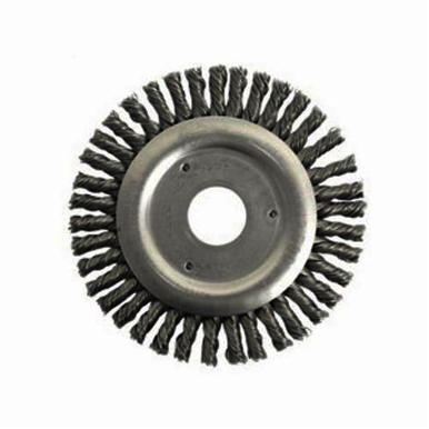 Roughneck 13234 Narrow Face Wheel Brush With Nut, 4-1/2 in Dia Brush, 3/16 in W Face, 0.02 in Dia Stringer Bead Knot Filament/Wire, 7/8 in Arbor Hole