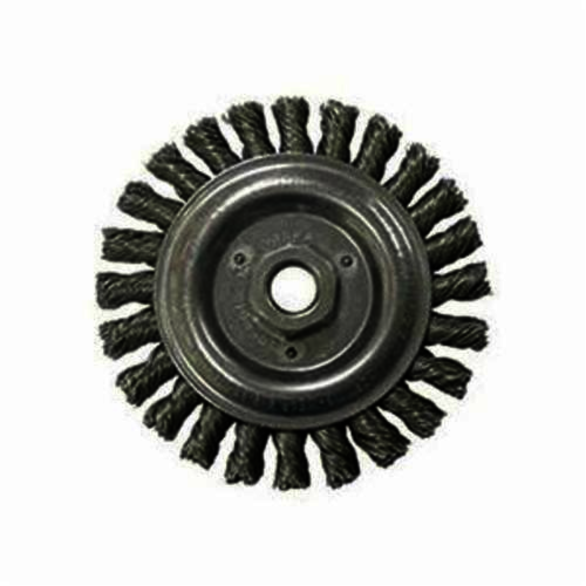Roughneck 08766 Narrow Face Root Pass Wheel Brush With Nut, 6 in Dia Brush, 3/16 in W Face, 0.02 in Dia Stringer Bead Knot Filament/Wire, 5/8-11 Arbor Hole