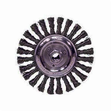 Roughneck 08776 Narrow Face Filler Pass Wheel Brush With Nut, 6 in Dia Brush, 1/2 in W Face, 0.023 in Dia Stringer Bead Knot Filament/Wire, 5/8-11 Arbor Hole