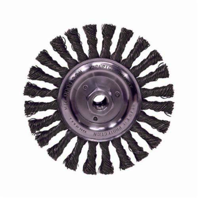 Roughneck 08796 Narrow Face Filler Pass Wheel Brush With Nut, 6 in Dia Brush, 1/2 in W Face, 0.023 in Dia Stringer Bead Knot Filament/Wire, 5/8-11 Arbor Hole