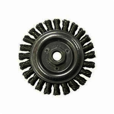 Roughneck 09856 Narrow Face Filler Pass Wheel Brush With Nut, 5 in Dia Brush, 1/2 in W Face, 0.023 in Dia Stringer Bead Knot Filament/Wire, 5/8-11 Arbor Hole