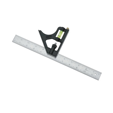 Stanley® 46-222 Combination Square, 12 in, 1/8 in, 1/16 in and 1/32 in, 45 deg, 90 deg, Die Cast Metal