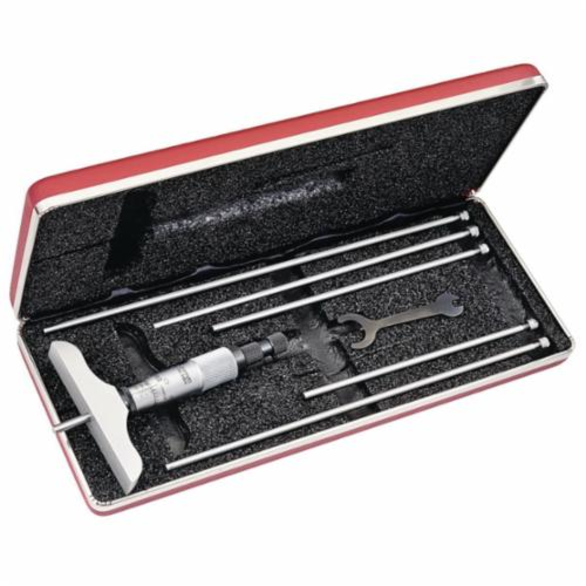 Starrett 445AZ-6RL Mechanical Depth Micrometer, 0 - 6 in, Graduation 0.001 in, Satin Chrome