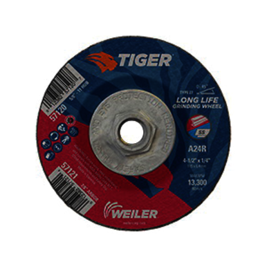 Weiler 57120, 4-1/2 in, Type 27, Performance Line, Depressed Center Grinding Wheel