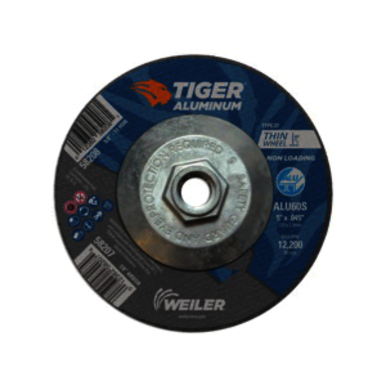 Tiger 58208 Long Life Non-Loading Performance Line Depressed Center Cutting Wheel, 5 in Dia x 0.045 in THK, 60 Grit, Silicon Carbide/Aluminum Oxide Abrasive