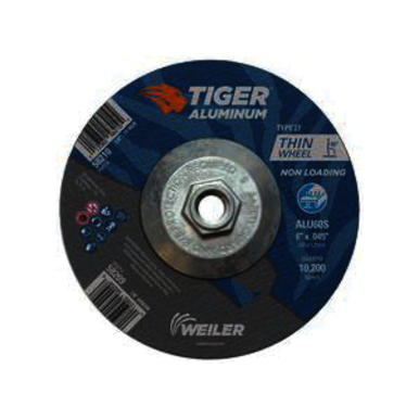 Tiger 58210 Long Life Non-Loading Performance Line Depressed Center Cutting Wheel, 6 in Dia x 0.045 in THK, 60 Grit, Silicon Carbide/Aluminum Oxide Abrasive