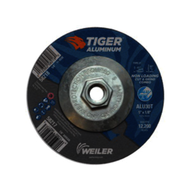 Tiger 58218 Combination Contaminant-Free Long Life Non-Loading Performance Line Depressed Center Combo Wheel, 5 in Dia x 1/8 in THK, 30 Grit, Silicon Carbide/Aluminum Oxide Abrasive