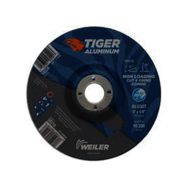 Tiger 58219 Combination Contaminant-Free Long Life Non-Loading Performance Line Depressed Center Combo Wheel, 6 in Dia x 1/8 in THK, 7/8 in Center Hole, 30 Grit, Silicon Carbide/Aluminum Oxide Abrasive
