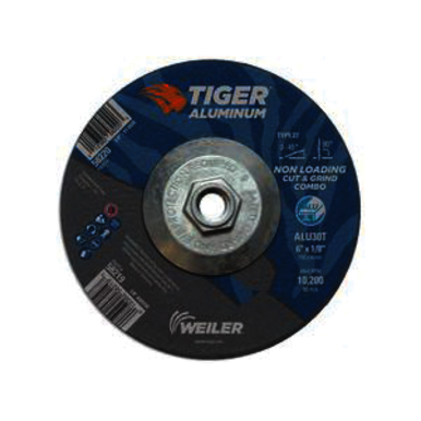 Tiger 58220 Combination Contaminant-Free Long Life Non-Loading Performance Line Depressed Center Combo Wheel, 6 in Dia x 1/8 in THK, 30 Grit, Silicon Carbide/Aluminum Oxide Abrasive