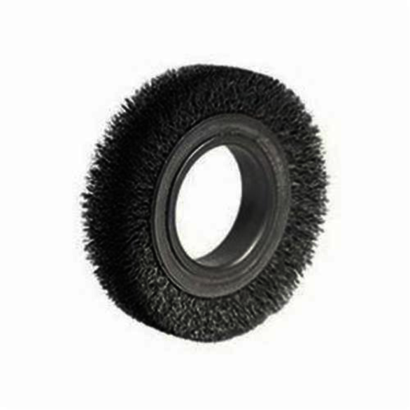 Weiler 06020 Medium Face Wheel Brush, 4-1/2 in Dia Brush, 15/16 in W Face, 0.0118 in Dia Crimped Filament/Wire, 2 in Arbor Hole