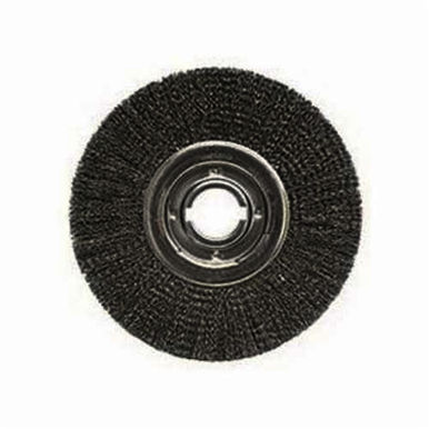 Weiler 06200 Medium Face Wheel Brush, 12 in Dia Brush, 1-1/4 in W Face, 0.02 in Dia Crimped Filament/Wire, 2 in Arbor Hole