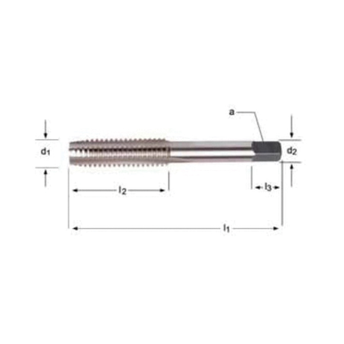 Union Butterfield® 1505 Straight Flute Hand Tap, Imperial, 2-8, Ground/UNS Thread, 6 Flutes, 2B, Bottoming, HSS, Bright