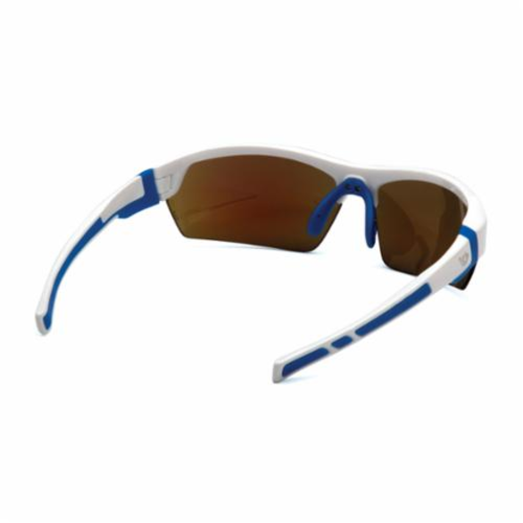 VentureGear™ Tensaw® VGSWB365T High Performance Safety Eyewear, Anti-Fog Ice Blue Mirror Lens, Half Framed Blue/White Polycarbonate Frame, Polycarbonate Lens, Specifications Met: ANSI Z87.1