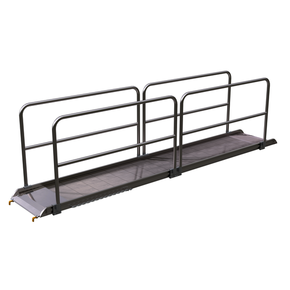 ALUM WALK RAMP W/RAIL HOOK 168 X 28 IN
